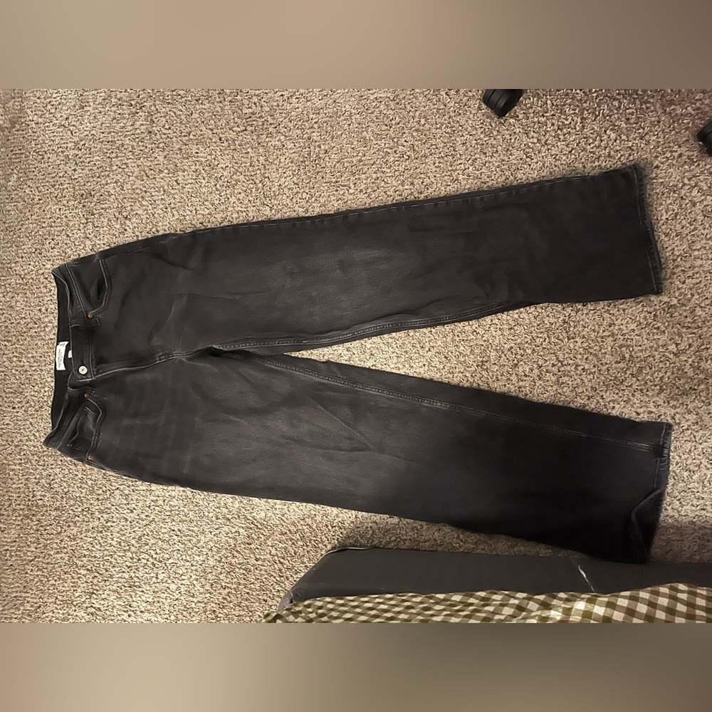 New Abercrombie Curve Love 90s relaxed Jeans Size 12 xtra long Black cross front